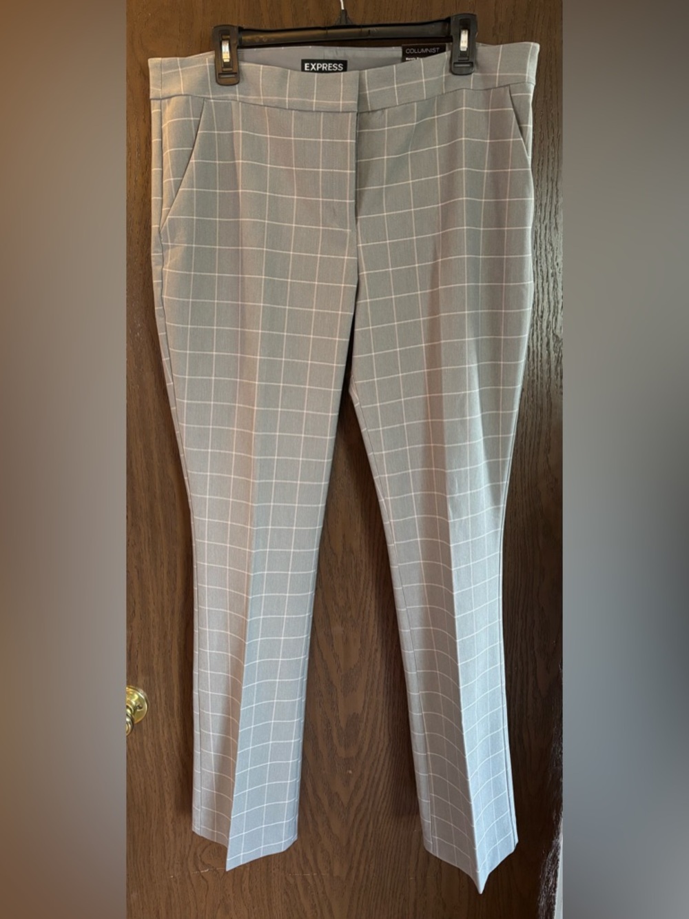 Express Gray Windowpane Barely Boot Dress Pants